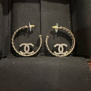 Chanel Plated Gold Hoop Earrings